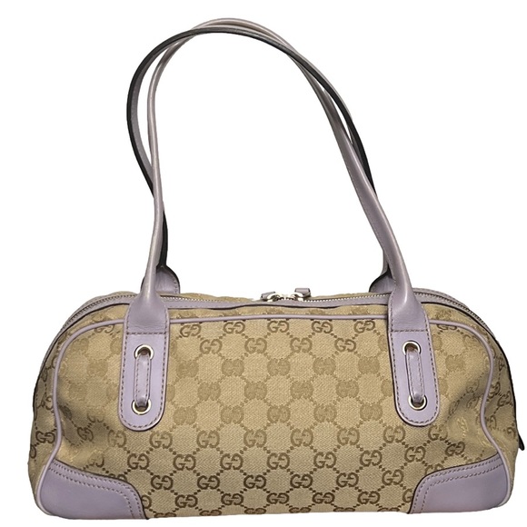 Gucci Canvas and Lilac Colored Leather Handbag - Picture 3 of 17